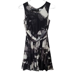under.ligne by Doo.Ri 100% Silk Black & White Tie Dye Mini Dress Size 4